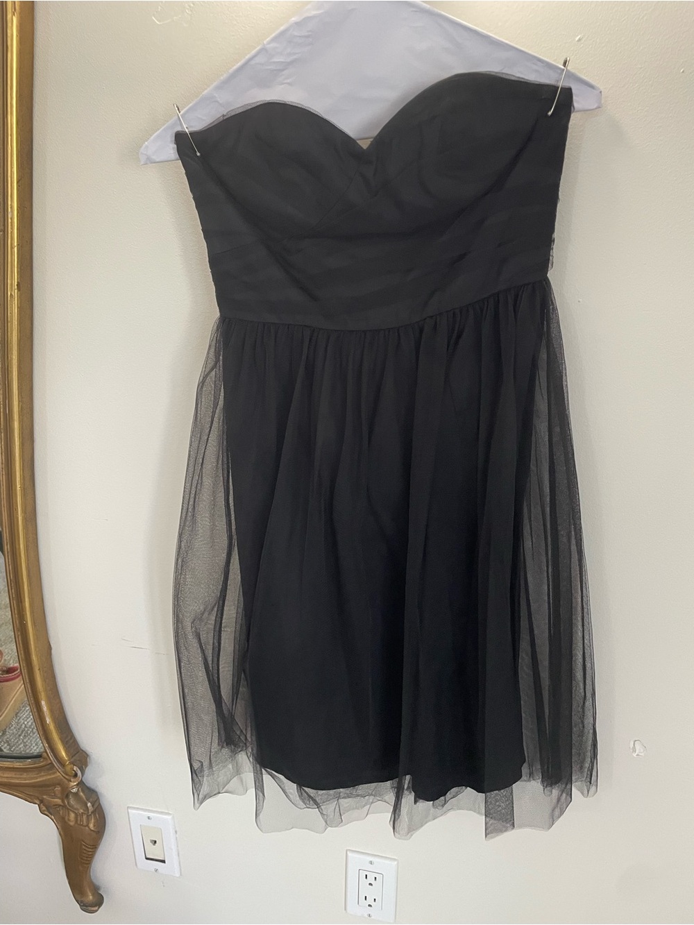 Banana Republic Black Strapless Sweetheart Tulle Cocktail Dress